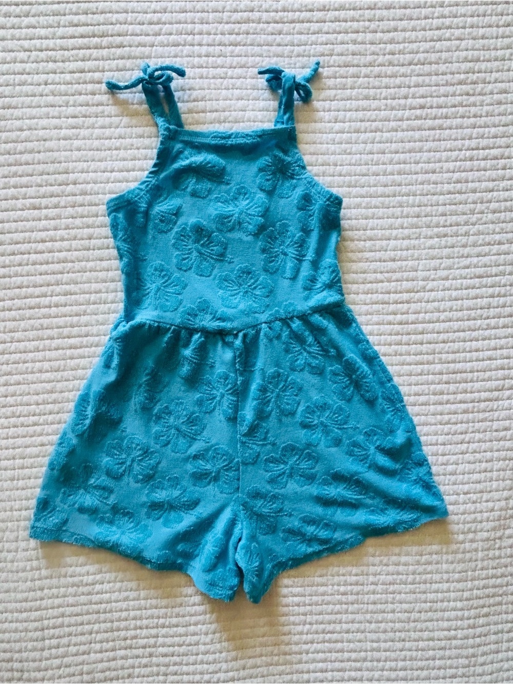 Breaking Waves Girls Blue Floral Romper Size 6X